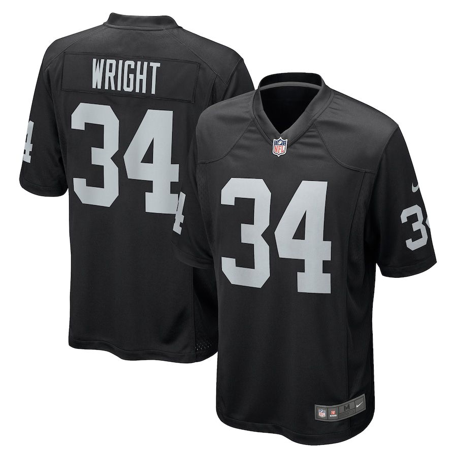 Men Oakland Raiders 34 K.J. Wright Nike Black Game NFL Jersey